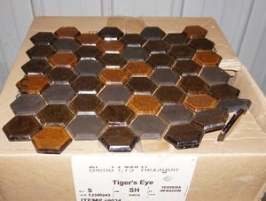 lot 156 image: (5 Boxes) Blend 1.75 Hexagon Tiles by Oceanside GlassTile