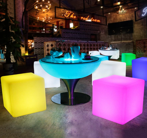 lot 223 image: BLUEYE 16 inch LED Cordless Color Changing Cube Chair Light