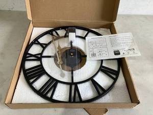 lot 169 image: Retro Roman Numeral Large 16 inch Black Wall Clock