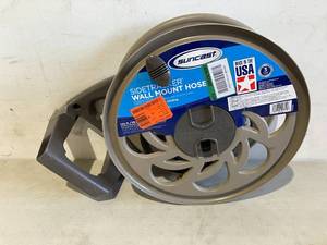 lot 184 image: Suncast Sidetracker Brown wall Mounted 125 ft. Hose Reel