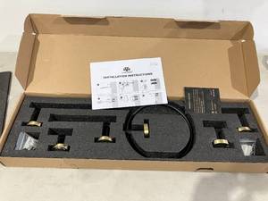 lot 192 image: Lava Odoro 5-Piece Black and Gold Bathroom Hardware Set