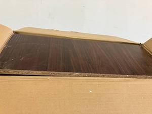 lot 301 image: Walker Edison Wren Classic Dark Walnut 4-Cubby Fireplace TV Stand