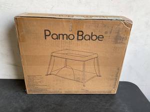lot 243 image: Pamo Babe Grey Lightweight Portable Travel Crib with Carrying Bag