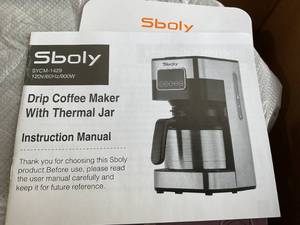 lot 257 image: Sboly 10-Cup Drip Coffee Maker with Thermal Stainless Steel Jar and Touch Screen Control Panel