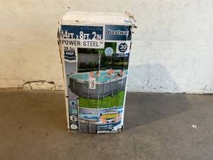lot 7 image: Bestway Power Steel Oval Above Ground Pool with 530 gallon Filter Pump, Ladder and ChemConnect Dispenser