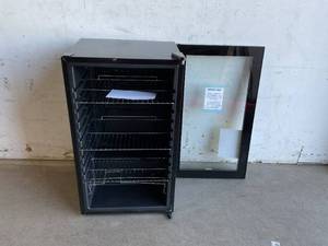 lot 17 image: Ivation Black Freestanding 126 Can Beverage Refrigerator with Reversible Glass Door & Adjustable Shelving