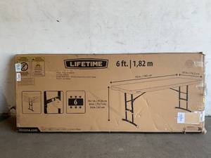 lot 26 image: Lifetime 6 ft. Almond Adjustable Height Nesting Table