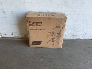lot 55 image: Mimoglad Moon Grey High Back Ergonomic Swivel Office Chair with Adjustable Lumbar Support and Headrest