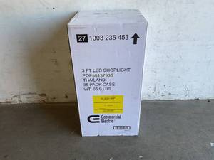 lot 58 image: LOT OF 34 Commercial Electric 3 ft. 1-Light 30-Watt Integrated LED White Utility Shop Lights with Power Cords
