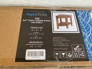 lot 86 image: AquaTeak The Original Kai 15.5 Corner Teak Shower Bench with Shelf