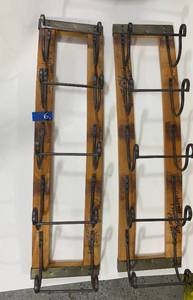 lot 6 image: 2 Wood Metal Wine Bottle Holders