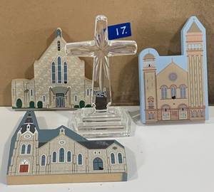 lot 17 image: 3 Historic Church Blocks Crystal Cross