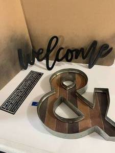 lot 28 image: &, Welcome, PG Metal Signs