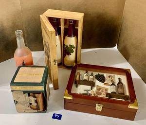 lot 99 image: Wine Display Box, Bottles