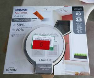 lot 6 image: New Broan NuTone Ventilation fan motor and grill for bathroom
