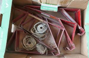 lot 15 image: Box of hardware, roofing brackets, roofing nail coils