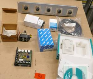 lot 63 image: Misc group of switches, speed control, sensor, belts, etc