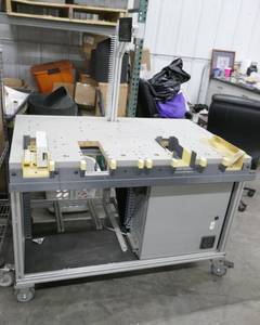 lot 65 image: Worktable on wheels 48 wide x 30 deep with electrical cabinet