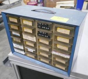 lot 129 image: Steel nut and bolt bin (empty)