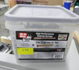 lot 136 image: Box of 3 inch screws - half to 34 full