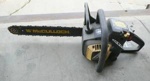 lot 153 image: 16 inch McCulloch chain saw - seller says it starts but then dies, doesnt know how to tune up to work right