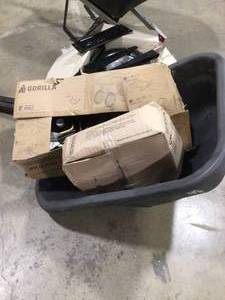 lot 7 image: Husky 6 cu. ft. Poly Dual FF Wheelbarrow  Customer Returns See Pictures