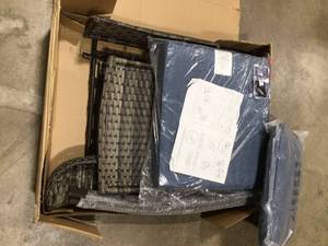 lot 8 image: Outdoor Patio Rocking Chair with Blue Cushion Customer Returns See Pictures