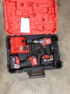lot 41 image: Milwaukee M18 FUEL 18V Lithium-Ion Brushless Cordless Hammer Drill and Impact Driver Combo Kit (2-Tool) with 2 Batteries Customer Returns See Pictures