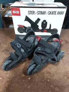 Pair Of Cardiff Adjustable Strap OnStrap In 3 Wheel Skates Fits Youth 12-6 (Like New)