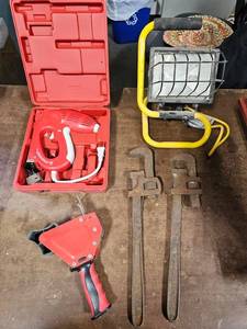 Arrow Electric StaplerNailer Gun, Portable Work Light, 2-Pipe Wrenches & Tape Gun