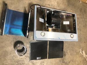 lot 2 image: AKDY 30 in. 343 CFM Convertible Wall Mount Black Stainless Steel Kitchen Range Hood with Touch Panel Customer Returns See Pictures