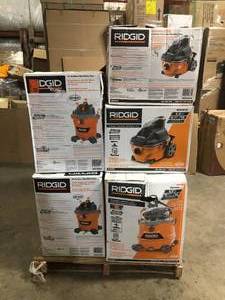 lot 6 image: Pallet of Ridgid WetDry Shop Vacs Various Models and Conditions  Customer Returns See Pictures