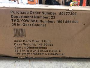 lot 14 image: Husky Ready-to-Assemble 24-Gauge Steel Garage Gear Cabinet in Black (36 in. W x 72 in. H x 24 in. D)  Customer Returns See Pictures