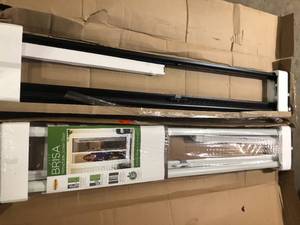 lot 22 image: Weather Star 36 in. x 78 in. Brisa White Short Retractable Screen Door   Customer Returns See Pictures