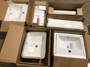 Lot of Assorted Sinks and Hardware Various Models and Conditions  Customer Returns See Pictures