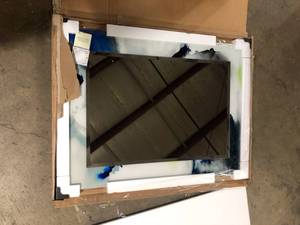 Empire Art Direct 30 in. x 40 in. x 0.4 in. Ephemeral Modern Rectangular Framed Beveled Mirror on Free Floating Printed Tempered Art Glass   Customer Returns See Pictures