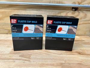 lot 75 image: GRIP-RITE Lot of 2 Boxes of- #12 x 2 in. Plastic Round Cap Roofing Nails (1 lb. Per Box)