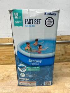 lot 10 image: BESTWAY 57275E Fast Set Above Ground Pool, 12 x 30, Blue