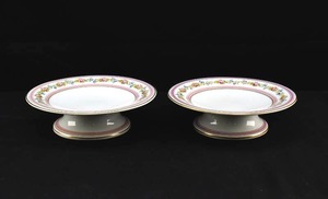 lot 218 image: Pair of White and Pink Footed Plates