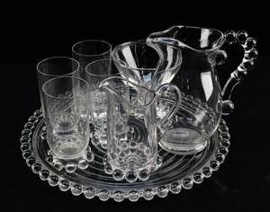 lot 223 image: Set of Vintage Candlewick Style Glass Barware