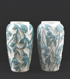 lot 241 image: Pair of White and Green Nature Vases