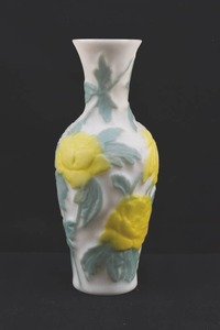 lot 244 image: Consolidated Glass Vase with Yellow Flowers