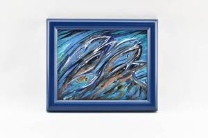 lot 248 image: Signed Painting of Blue Fish