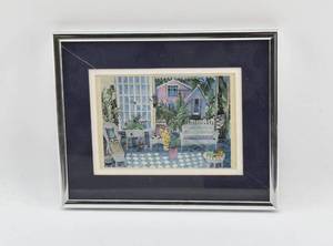 lot 252 image: Framed Print of Blue House Interior