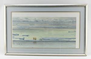 lot 166 image: Arctic Ice Polar Bear Print by Robert Bateman