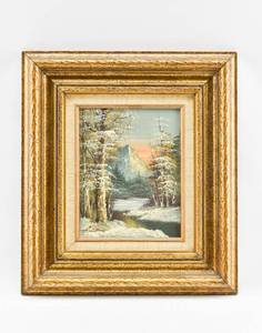 lot 170 image: Signed Winter Forest Painting