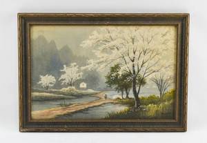 lot 174 image: Signed Watercolor Landscape Painting