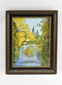 lot 176 image: Signed Autumn Portrait Painting