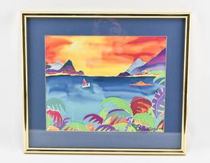 lot 182 image: Island Batik Painting by Rita Van Gorder