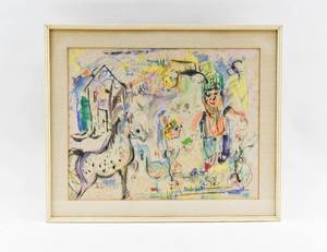 lot 183 image: Signed Abstract Watercolor Painting